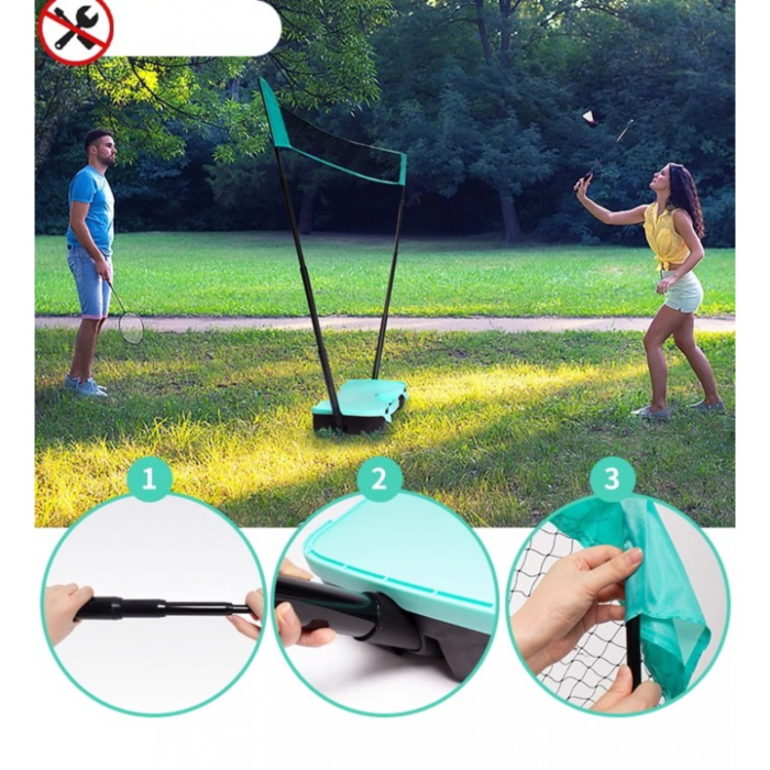Set badminton portabil cu fileu, 2 rachete si 2 volane, stalpi telescopici si geanta de transport, montare rapida, 2.85 m [2]