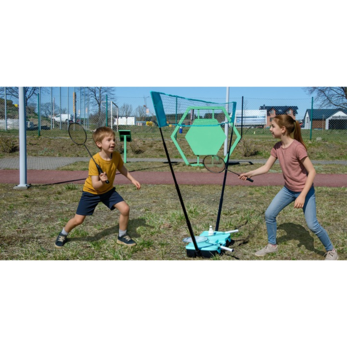 Set badminton portabil cu fileu, 2 rachete si 2 volane, stalpi telescopici si geanta de transport, montare rapida, 2.85 m [5]