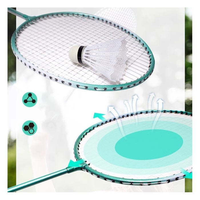 Set badminton portabil cu fileu, 2 rachete si 2 volane, stalpi telescopici si geanta de transport, montare rapida, 2.85 m [3]