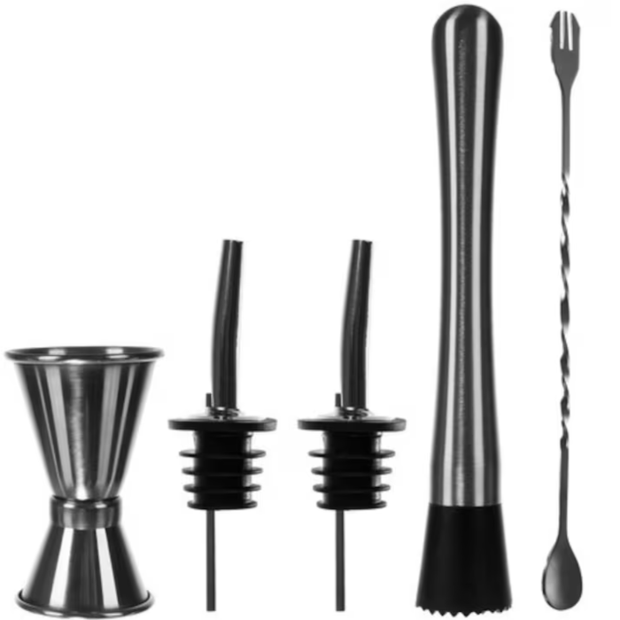Set barman 6 piese VarioShop®, shaker cocktail inox 700 ml, accesorii preparare cocktailuri si bauturi, kit barman pentru acasa, bar si petreceri [5]