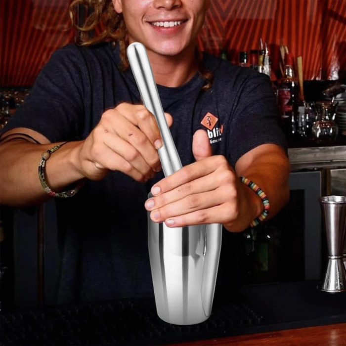 Set barman VarioShop® 8 piese, pentru cocktailuri, bauturi alcoolice si nealcoolice, shaker, lingura, strecuratoare, dozatoare, cleste si pahar [8]