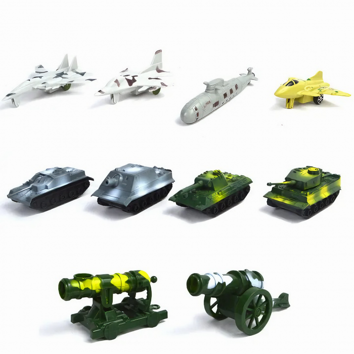 Set baza militara VarioShop®, 300 piese din plastic, geanta de depozitare cu fermoar inclusa, soldati, arme, tancuri, avion, tunuri, cladiri, sarma, copaci si multe alte accesorii, Dimensiuni 27 x 12 [13]