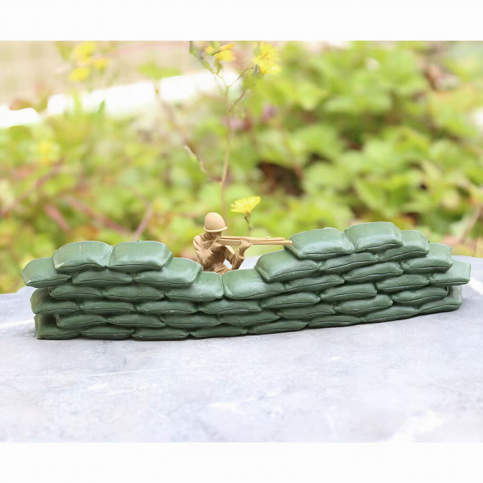 Set baza militara VarioShop®, 300 piese din plastic, geanta de depozitare cu fermoar inclusa, soldati, arme, tancuri, avion, tunuri, cladiri, sarma, copaci si multe alte accesorii, Dimensiuni 27 x 12 [4]