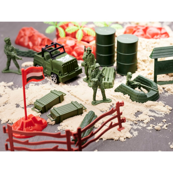 Set baza militara VarioShop®, 307 piese din plastic, geanta de depozitare cu fermoar inclusa, soldati, arme, tancuri, avion, tunuri, copaci si multe alte accesorii, dimensiune 25 x 13 x 19 cm [2]