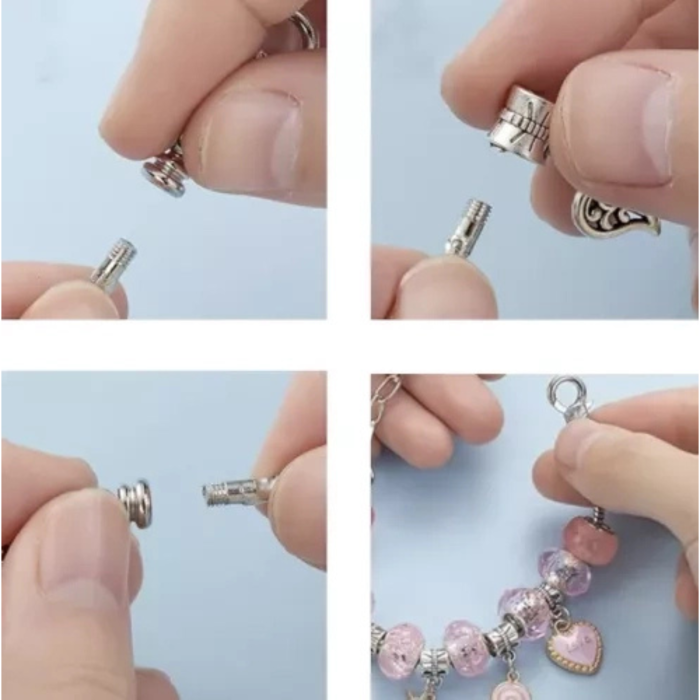 Set bijuterii handmade pentru copii VarioShop®, 69 de elemente, cutie cu fermoar pentru depozitare, creativitate si coordonare, 9.5 x 5 cm, Multicolor [8]