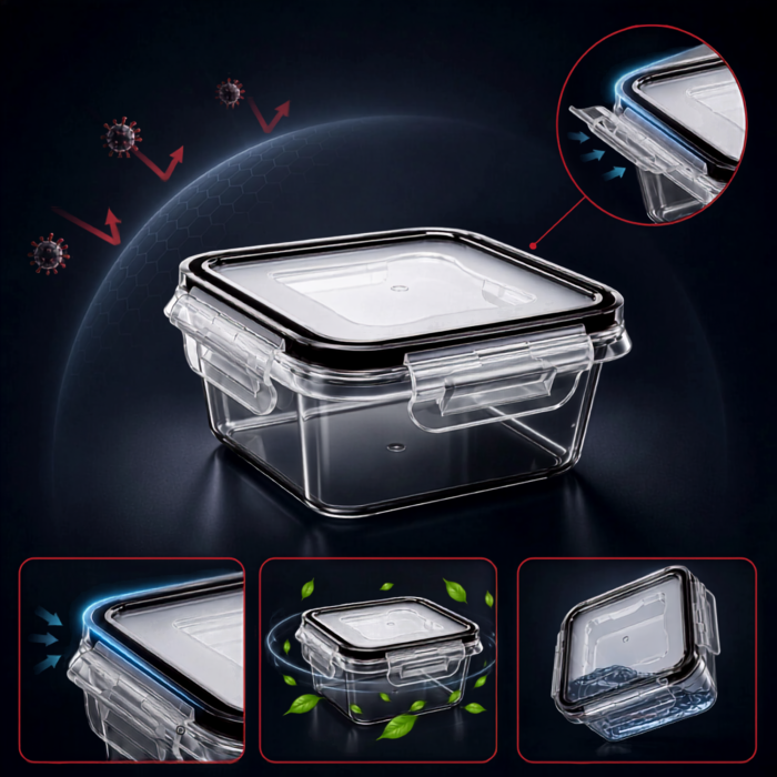 Set caserole alimente VarioShop®, pentru depozitare mancare, 12 bucati, 5 dimensiuni, 0,35-1L, frigider, congelator si microunde [8]