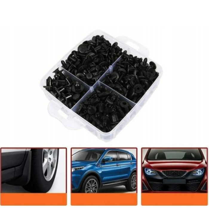 Set Cleme Auto Tapițerie 680 Piese și Accesorii Demontare 45 Piese, 23 Dimensiuni, cu Organizator, Varioshop, Clipsuri Fixare Panouri Uși, Bare și Interior Auto [9]