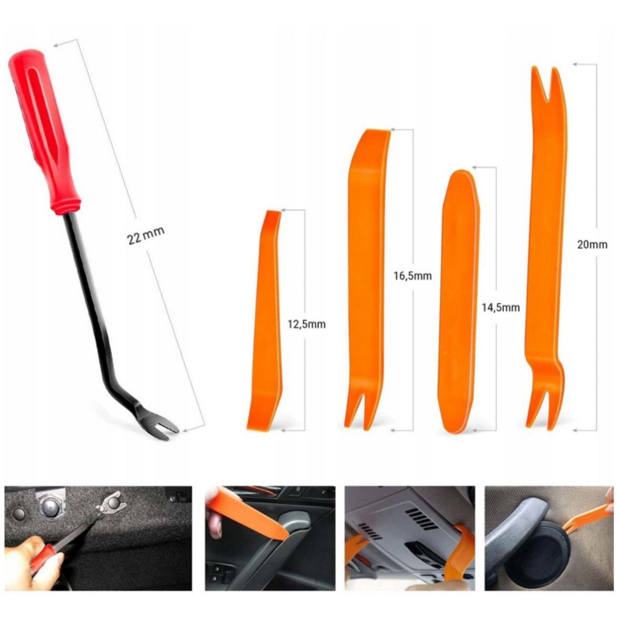 Set Cleme Auto Tapițerie 680 Piese și Accesorii Demontare 45 Piese, 23 Dimensiuni, cu Organizator, Varioshop, Clipsuri Fixare Panouri Uși, Bare și Interior Auto [4]