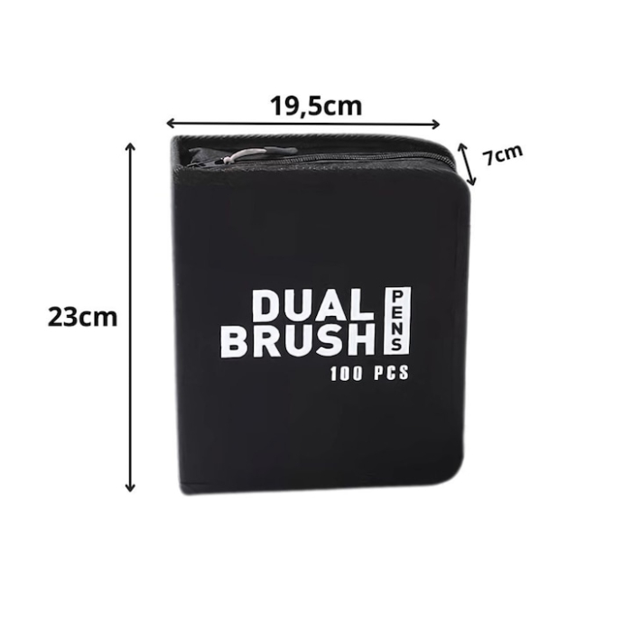 Set complet 100 markere cu varf dublu VarioShop®, fata-verso cu pensula flexibila si varf fin, pixuri colorate pe baza de apa, dublu varf 1 mm + 4 mm, pigment intens, culori vibrante pentru desen arti [8]