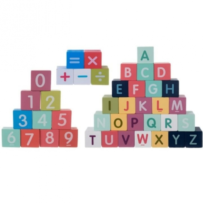 Set Constructie Cuburi din Lemn Natural VarioShop®, 100 Piese "Oraselul din Lemn", Saltea Puzzle, Dezvoltare Inteligenta si Indemanarea pentru Copii, Husa pentru Depozitare, Nontoxic [16]
