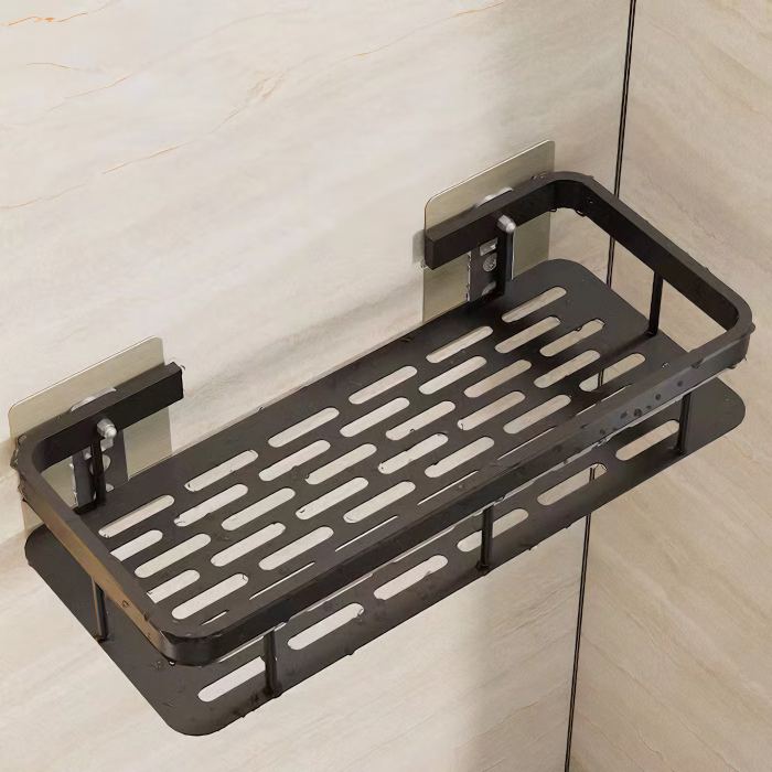 Set de 2 rafturi de baie VarioShop®, de dus, suspendate, cu ventuza, 30x13x5cm, negru [16]