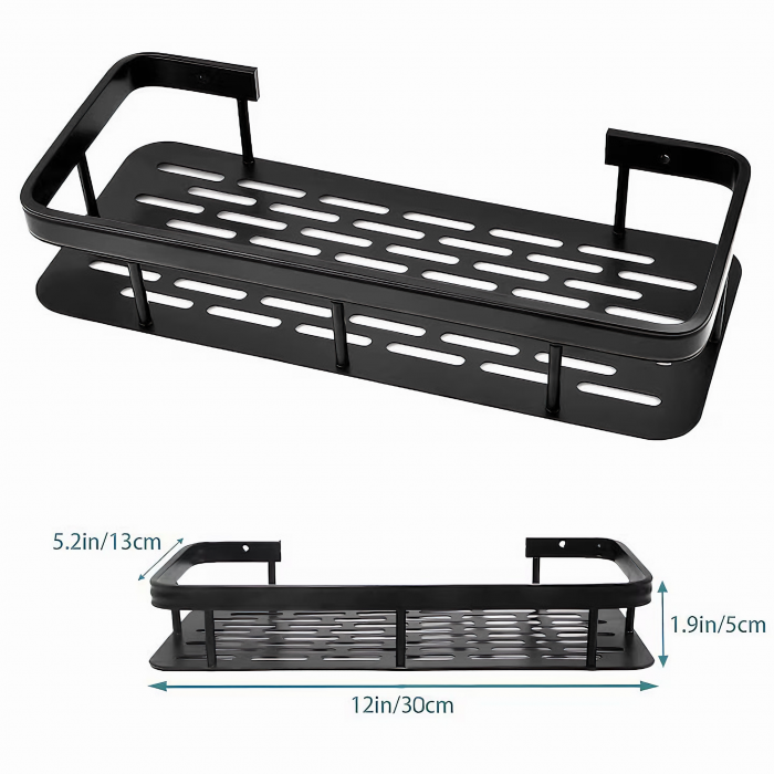 Set de 2 rafturi de baie VarioShop®, de dus, suspendate, cu ventuza, 30x13x5cm, negru [17]