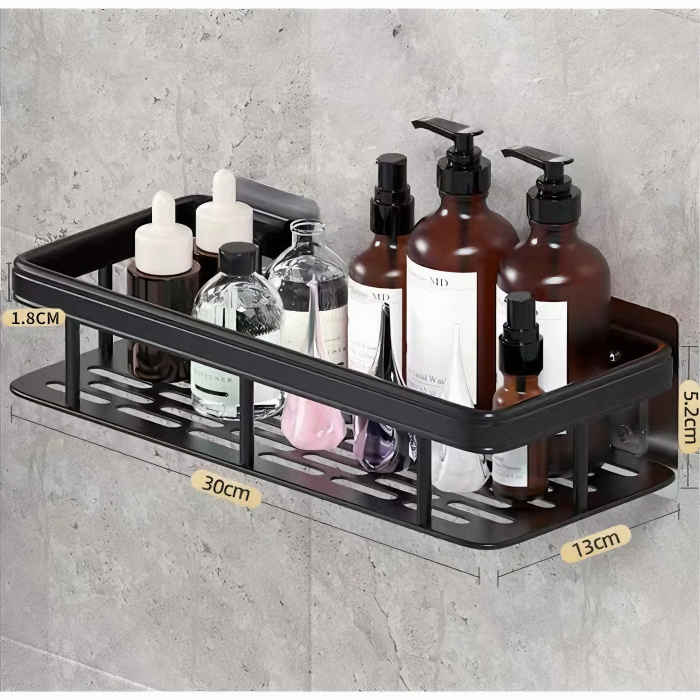 Set de 2 rafturi de baie VarioShop®, de dus, suspendate, cu ventuza, 30x13x5cm, negru [7]