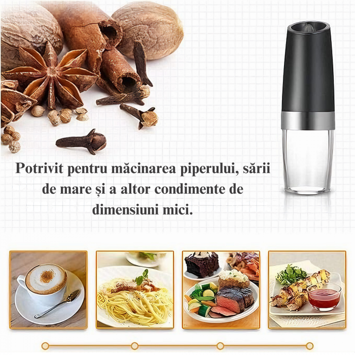 Set de 2 rasnite electrice multifunctionale VarioShop®, pentru condimente, mecanism de slefuire ceramic, ajustarea grosimii de macinare, cu iluminare LED, functionaeaza cu baterii, Negru /Transparent [21]