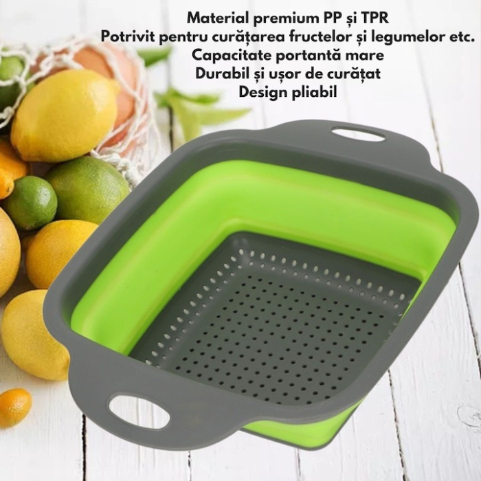 Set de 2 strecuratoare pliabile VarioShop, silicon, gri/verde, 29x22cm si 24.5x18.5 cm [2]