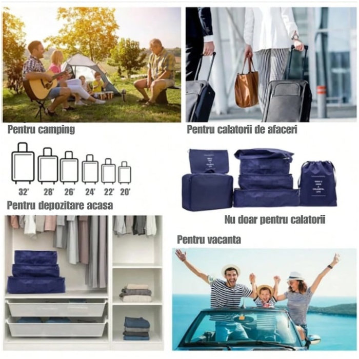 Set de 7 organizatoare pentru valiza VarioShop®, solutia completa pentru un bagaj ordonat si eficient, material textil, Bleumarin [3]