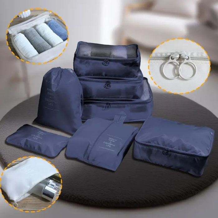 Set de 7 organizatoare pentru valiza VarioShop®, solutia completa pentru un bagaj ordonat si eficient, material textil, Bleumarin [5]