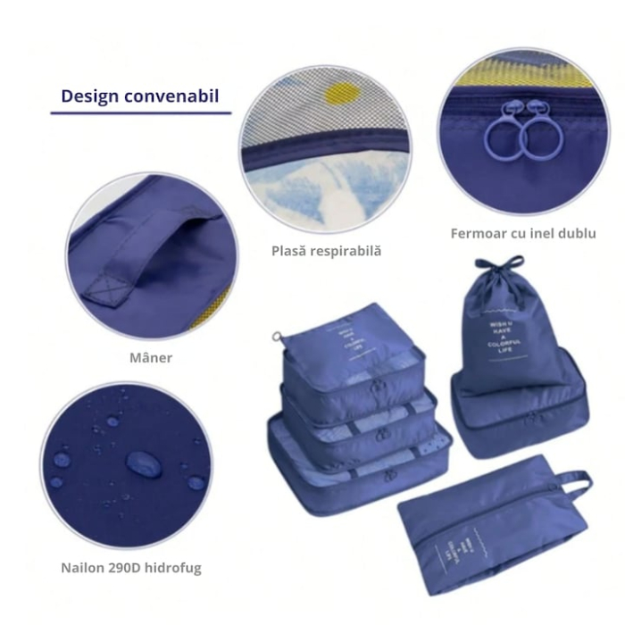 Set de 7 organizatoare pentru valiza VarioShop®, solutia completa pentru un bagaj ordonat si eficient, material textil, Bleumarin [2]
