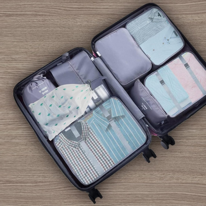 Set de 7 organizatoare pentru valiza VarioShop®, solutia completa pentru un bagaj ordonat si eficient, material textil, Gri [4]