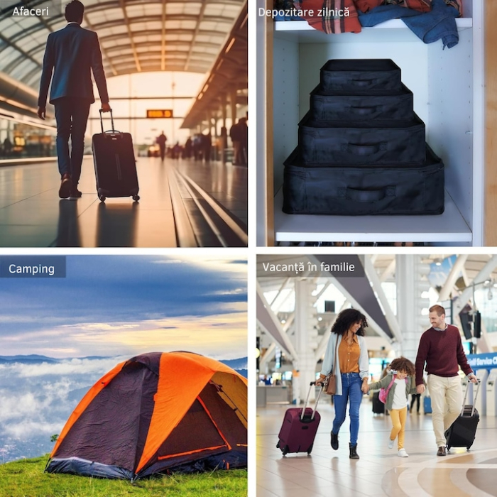 Set de 7 organizatoare pentru valiza VarioShop®, solutia completa pentru un bagaj ordonat si eficient, material textil, Negru [3]