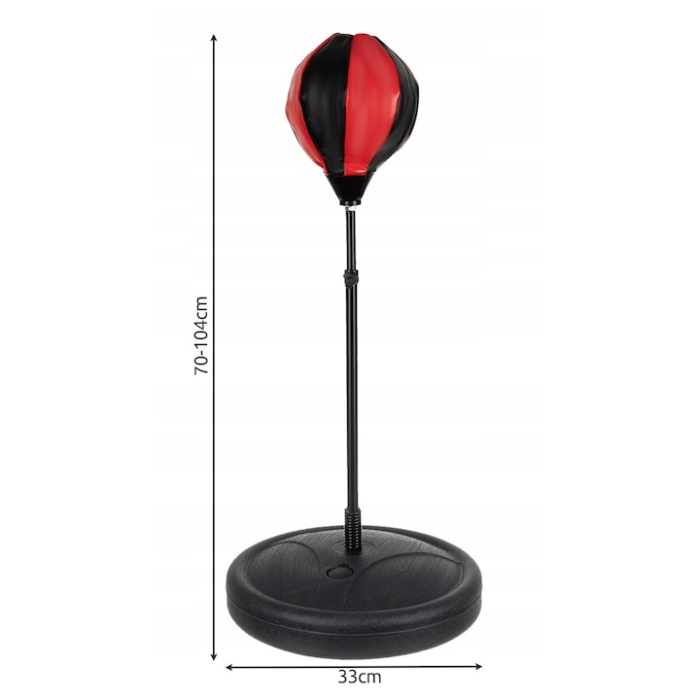 Set de box pentru copii VarioShop®, Set 2 manusi, Sac de box cu picior metalic si suport, Pompa inclusa, Inaltime reglabila 70-104 cm, Rosu/Negru [7]