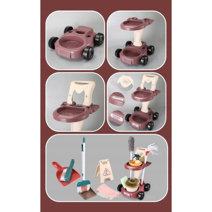 Set de curatenie 18 in 1 pentru copii VarioShop®, cu aspirator, mop, galeata si carucior, jucarie educativa interactiva [9]