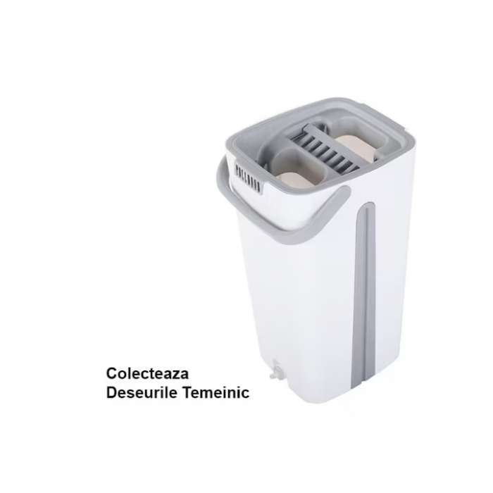 Set de curatenie cu mop si galeata VarioShop®, capacitate 5.7 litri, include 2 rezerve din microfibra,, ideal pentru utilizare in interior, realizat din plastic rezistent, cu perii sintetici, mop plat [14]
