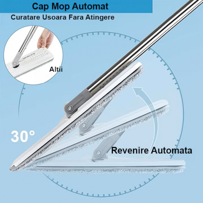 Set de curatenie cu mop si galeata VarioShop®, capacitate 5.7 litri, include 2 rezerve din microfibra,, ideal pentru utilizare in interior, realizat din plastic rezistent, cu perii sintetici, mop plat [21]