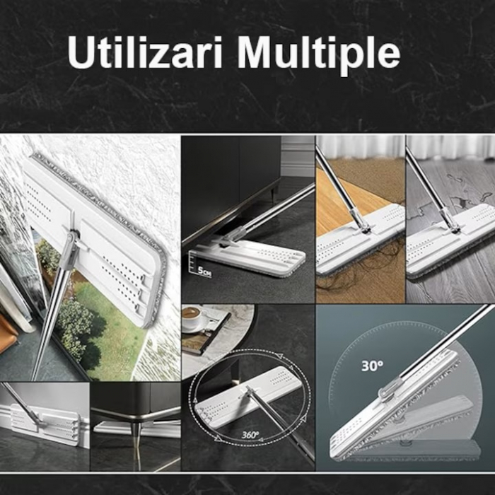 Set de curatenie cu mop si galeata VarioShop®, capacitate 5.7 litri, include 2 rezerve din microfibra,, ideal pentru utilizare in interior, realizat din plastic rezistent, cu perii sintetici, mop plat [15]