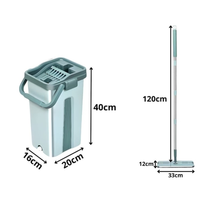 Set de curatenie cu mop si galeata VarioShop®, sistem dublu de stoarcere si clatire, lavete din microfibra reutilizabile, ideal pentru gresie, parchet, marmura si sticla [9]