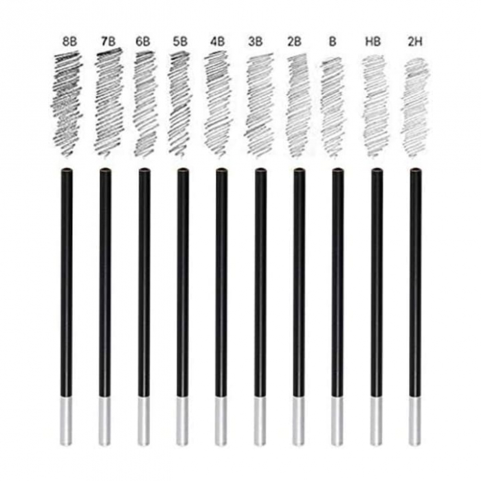 Set de instrumente pentru schite VarioShop®, din 29 piese, include creioane si carbune din lemn natural, cu husa pentru depozitare pliabila, Negru/Maro [2]