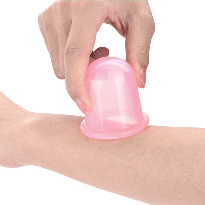 Set de masaj cu rola si ventuze VarioShop®, pentru masaj vacuum, 4 cupe, tonifiere, fermitate, detoxifiere, imbunatatirea circulatiei, din cauciuc si saculet de depozitare, silicon, Roz [3]