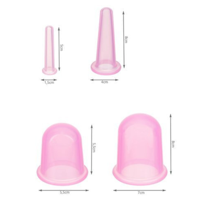 Set de masaj cu rola si ventuze VarioShop®, pentru masaj vacuum, 4 cupe, tonifiere, fermitate, detoxifiere, imbunatatirea circulatiei, din cauciuc si saculet de depozitare, silicon, Roz [9]