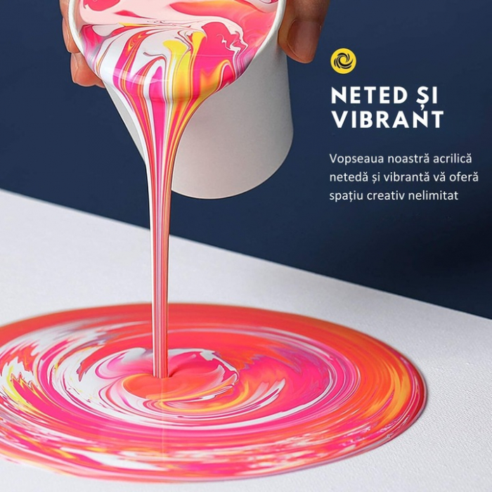 Set de Vopsele pentru Textile VarioShop®, 24 Culori Vibrante, 10 ml, 2 Pensule Incluse, Non-toxic, Compatibilitate Larga, Usor de Folosit, Multicolor [2]