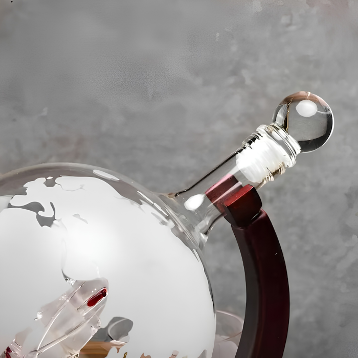 Set decantor VarioShop®, pentru whisky si bauturi, cu nava decorativa, potrivit pentru servire si cadou, 4 pahare, dop si suport, sticla, negru [7]