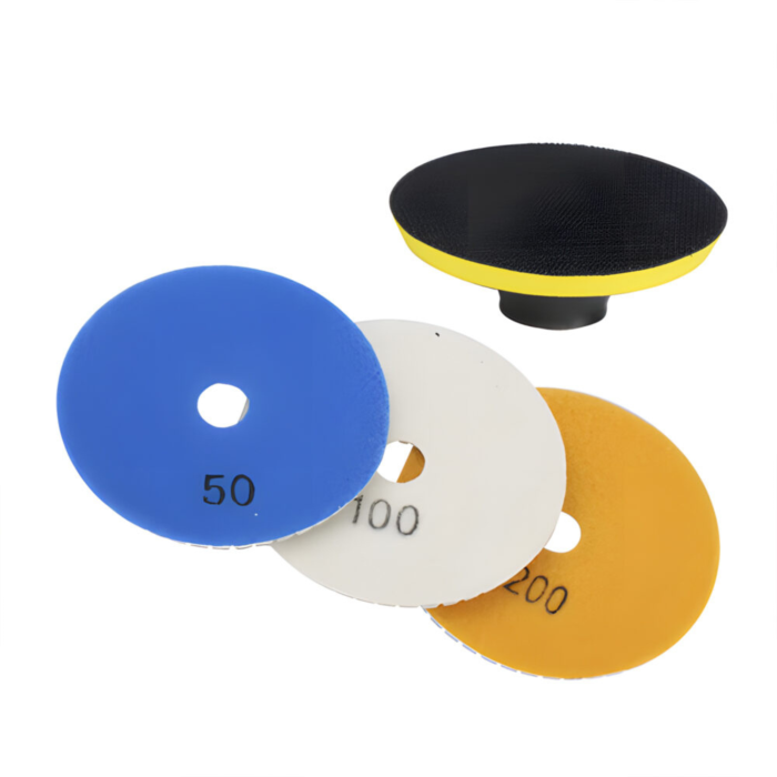 Set discuri diamantate de slefuit si lustruit VarioShop®, 9 piese, 100 mm, adaptor M12, pentru gresie, marmura, piatra, beton [12]