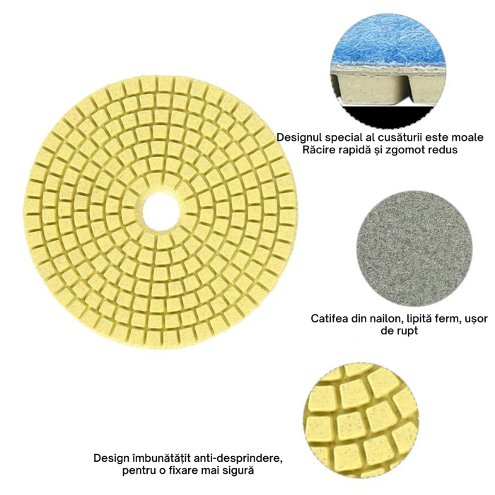 Set discuri diamantate de slefuit si lustruit VarioShop®, 9 piese, 100 mm, adaptor M12, pentru gresie, marmura, piatra, beton [3]