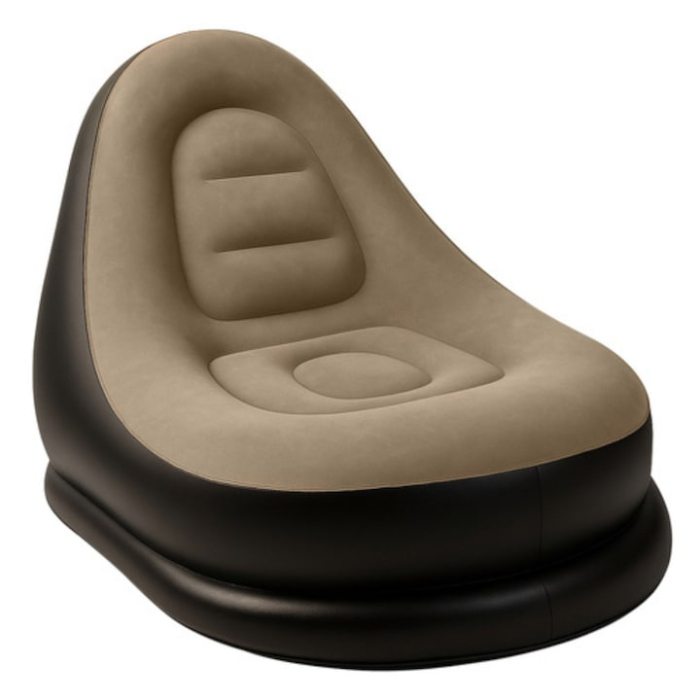Set fotoliu gonflabil VarioShop® cu suport pentru picioare, exterior catifelat, PVC durabil, dimensiuni mari, rezistent la apa, ideal pentru relaxare acasa sau in aer liber, cu pompa inclusa, Crem/Neg [11]