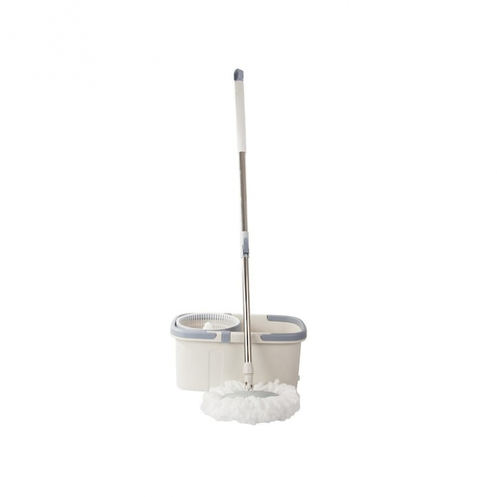Set Galeata si Mop Rotativ VarioShop®, Rotire 360 Grade, Maner Telescopic Reglabil, Sistem de Stoarcere Automata, Supapa Scurgere, Toate Tipurile de Pardoseli, Alb/Gri [11]