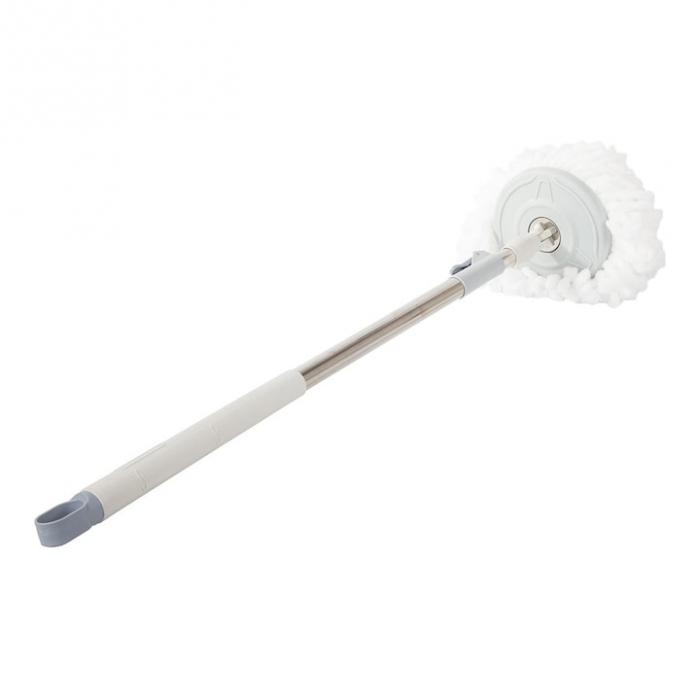 Set Galeata si Mop Rotativ VarioShop®, Rotire 360 Grade, Maner Telescopic Reglabil, Sistem de Stoarcere Automata, Supapa Scurgere, Toate Tipurile de Pardoseli, Alb/Gri [12]