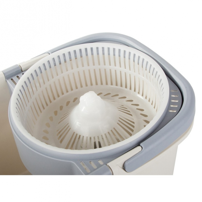 Set Galeata si Mop Rotativ VarioShop®, Rotire 360 Grade, Maner Telescopic Reglabil, Sistem de Stoarcere Automata, Supapa Scurgere, Toate Tipurile de Pardoseli, Alb/Gri [5]