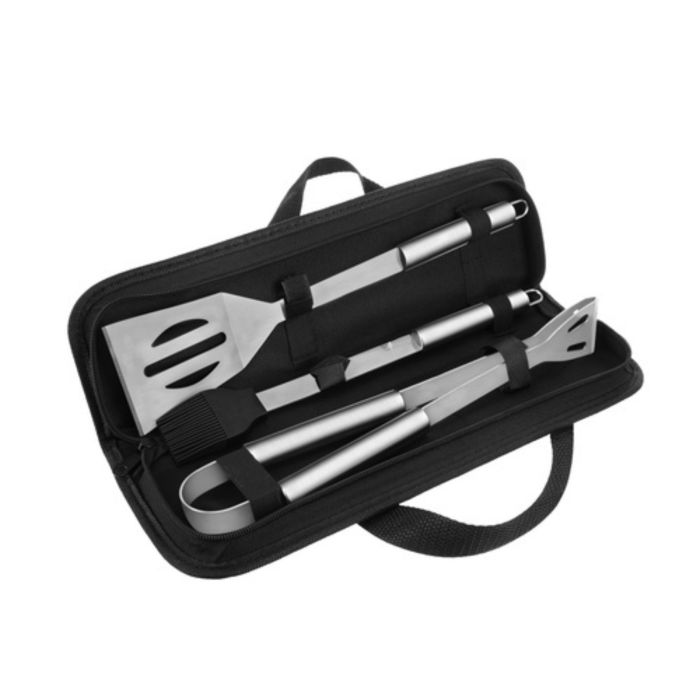 Set gratar 3 piese VarioShop®, din otel inoxidabil, cutie transport, cleste, spatula si perie, unelte complete pentru gratar, outdoor si picnic [8]