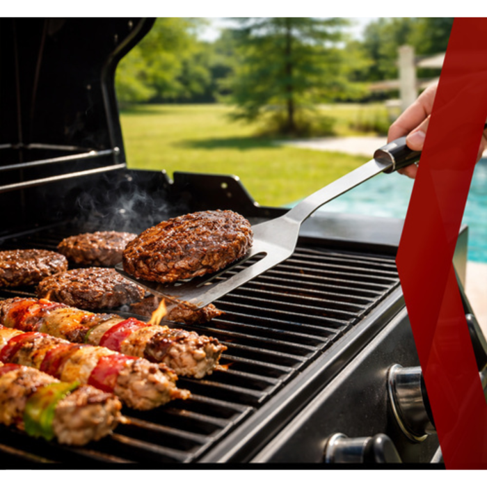 Set gratar 3 piese VarioShop®, din otel inoxidabil, cutie transport, cleste, spatula si perie, unelte complete pentru gratar, outdoor si picnic [2]