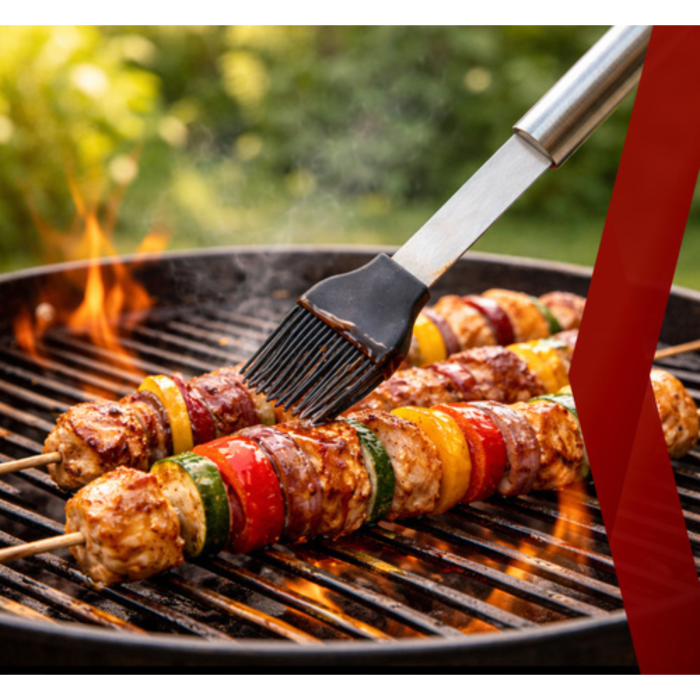 Set gratar 3 piese VarioShop®, din otel inoxidabil, cutie transport, cleste, spatula si perie, unelte complete pentru gratar, outdoor si picnic [3]