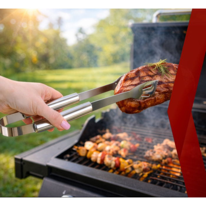 Set gratar 6 piese VarioShop®, din otel inoxidabil, cutie transport, cleste, spatula, furculita, perie, burete si cutit, unelte complete pentru gratar, outdoor si picnic [4]