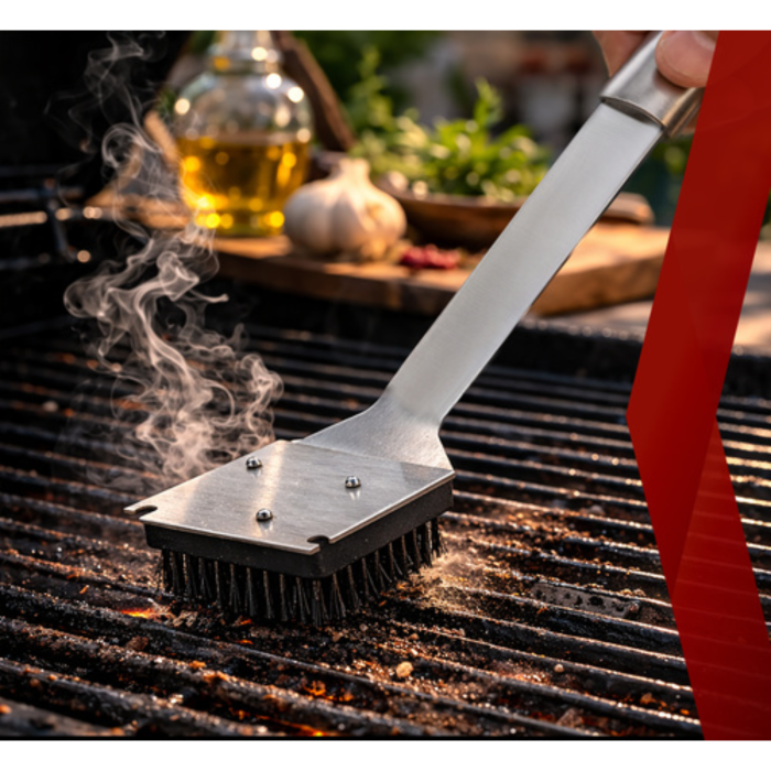 Set gratar 6 piese VarioShop®, din otel inoxidabil, cutie transport, cleste, spatula, furculita, perie, burete si cutit, unelte complete pentru gratar, outdoor si picnic [5]