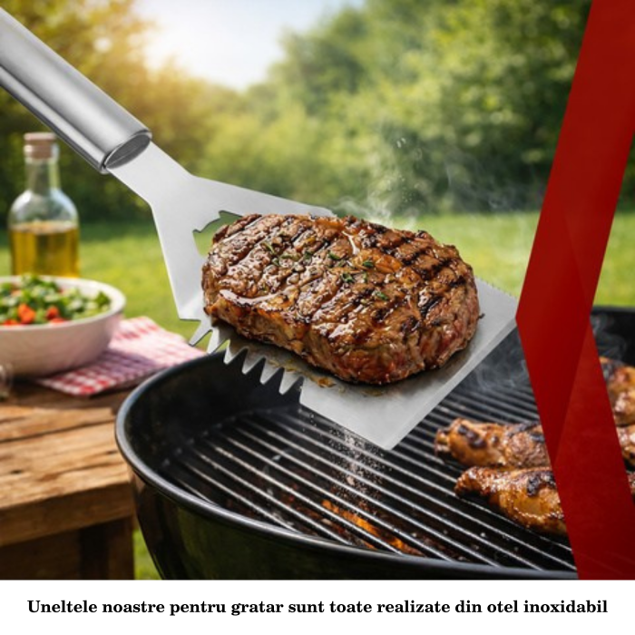 Set Gratar Profesional 26 Piese Inox Varioshop cu Valiza XXL – Accesorii BBQ Complete - Cleste, Spatula, Cutite, Furculite, Perie, Condimente [5]