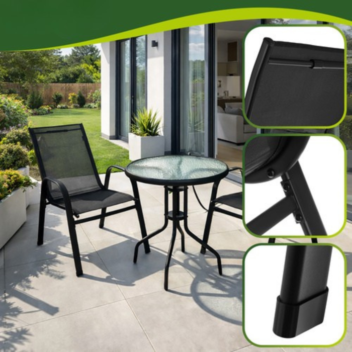Set mobilier balcon VarioShop®, masa si 2 scaune, culoare negru, ideal pentru terasa, gradina si exterior [14]