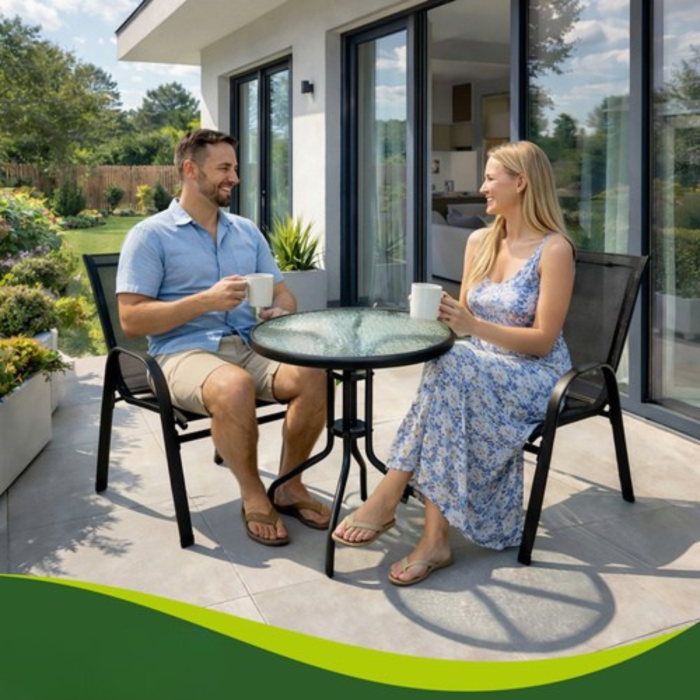 Set mobilier balcon VarioShop®, masa si 2 scaune, culoare negru, ideal pentru terasa, gradina si exterior [3]