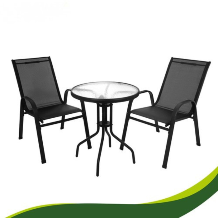 Set mobilier balcon VarioShop®, masa si 2 scaune, culoare negru, ideal pentru terasa, gradina si exterior [4]